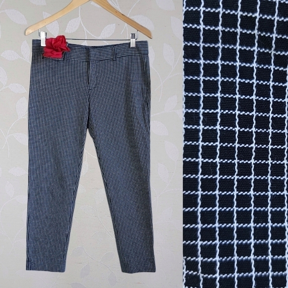 Banana Republic Sloan Fit Windowpane Check Career Trouser Pants Black 6 Petite - Picture 16 of 16